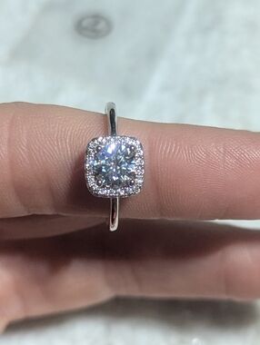 GRA 1CT Moissanite Halo Ring 925 Silver Cushion Engagement Sz 7